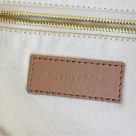 SEE BY CHLOE TAN BROWN LEATHER HARRIET TOP HANDLE SIDE ZIPPER HOBO TOTE PURSE - Picture 10 of 12